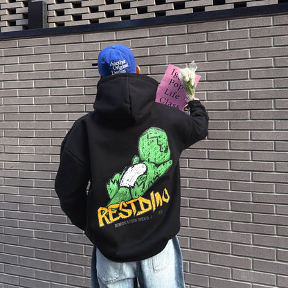 RESTING DINO Graphic Hoodie (UNISEX / WOMEN - OVERFIT)