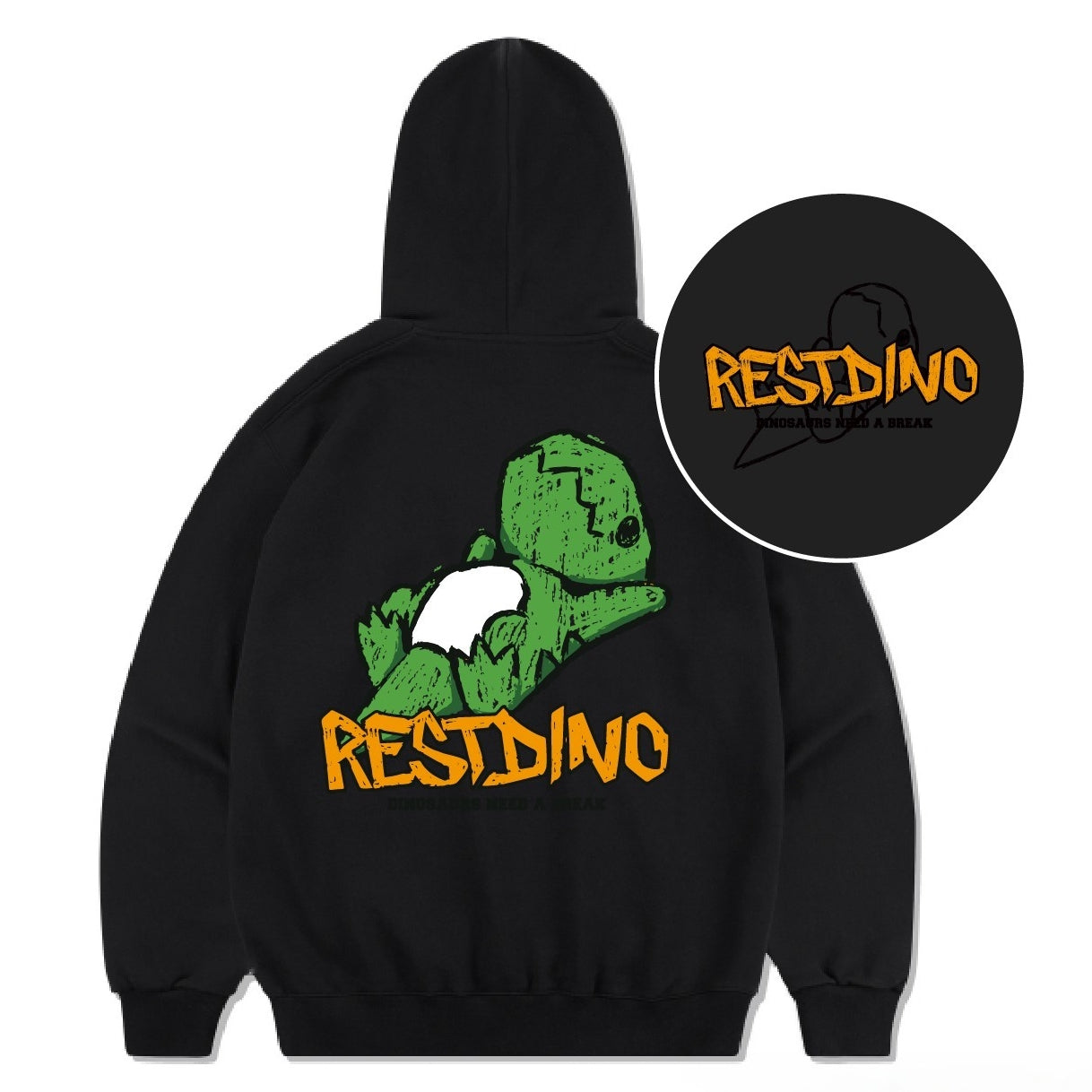 RESTING DINO Graphic Hoodie (UNISEX / WOMEN - OVERFIT)