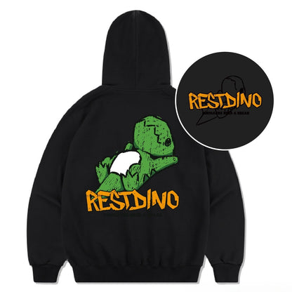 RESTING DINO Graphic Hoodie (UNISEX / WOMEN - OVERFIT)
