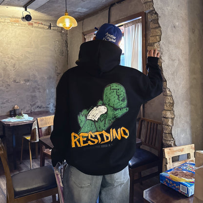RESTING DINO Graphic Hoodie (UNISEX / WOMEN - OVERFIT)