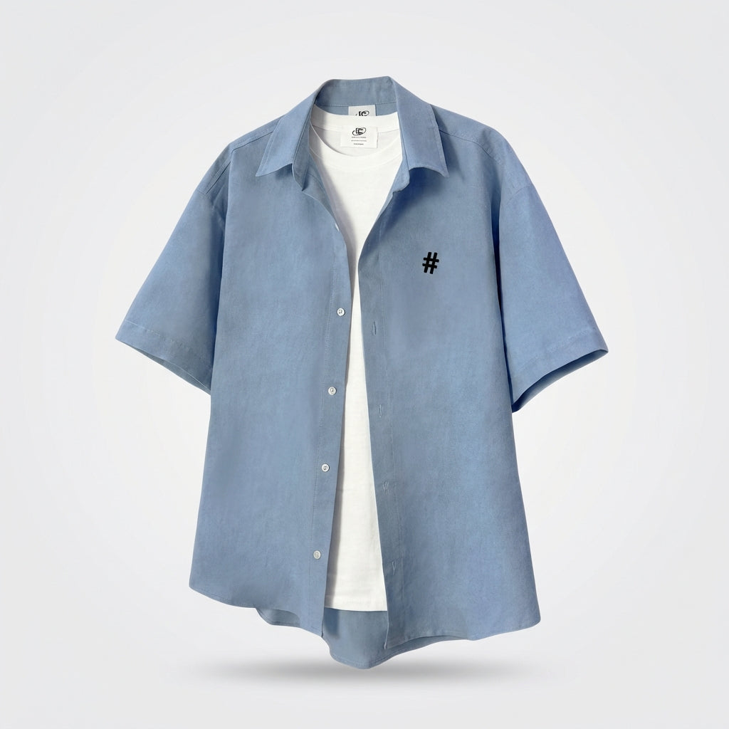 Korean Cotton Wide-Shoulder Casual Shirt – Modern Relaxed Fit