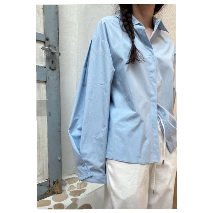 Sculpted Volume Sleeve Cotton Blouse – Women One Size
