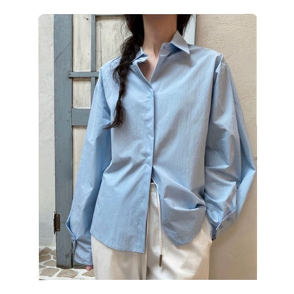 Sculpted Volume Sleeve Cotton Blouse – Women One Size