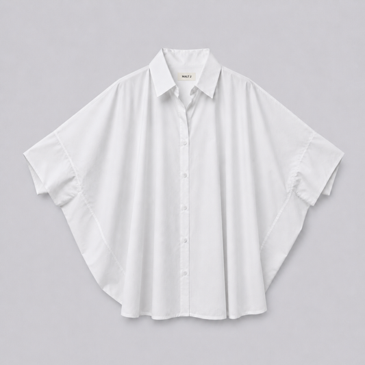 Minimal Cape Sleeve Boxy Blouse – Women One Size