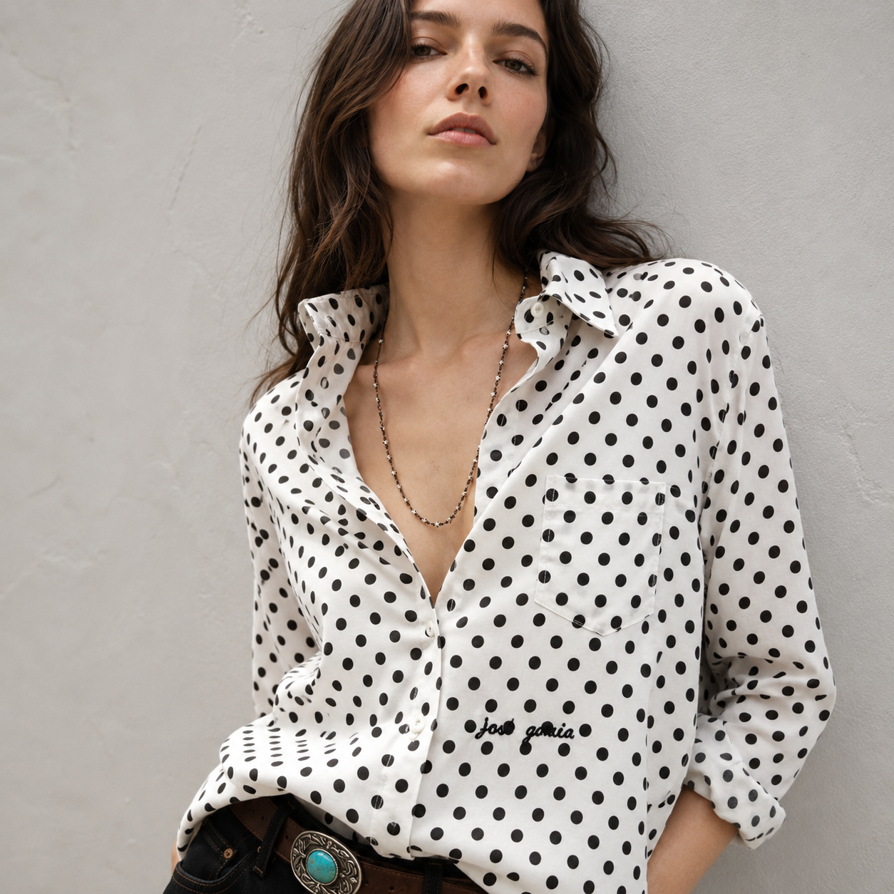 French Dot Everyday Blouse - Women One Size