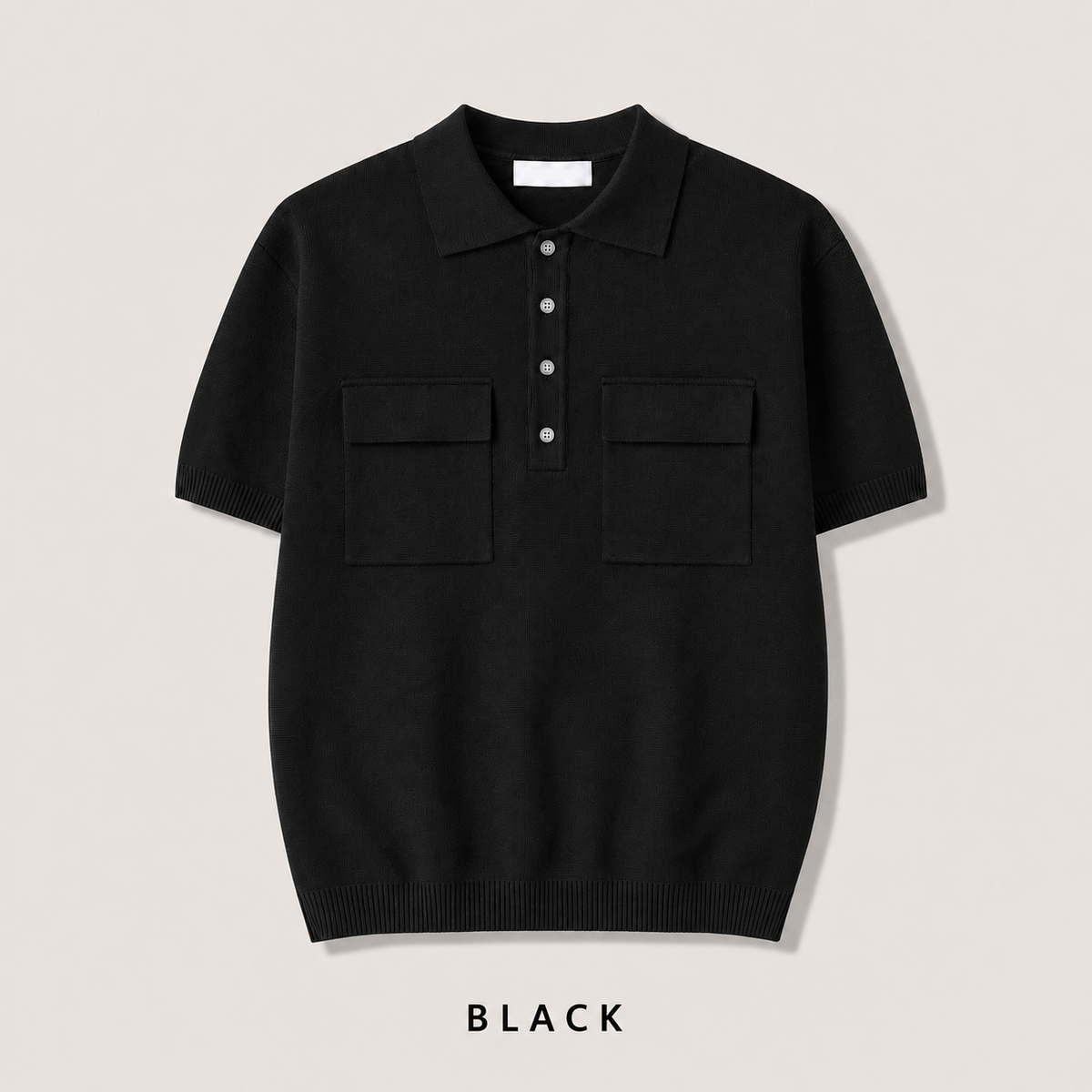 Double Flap Pocket Knit Polo - Men One Size