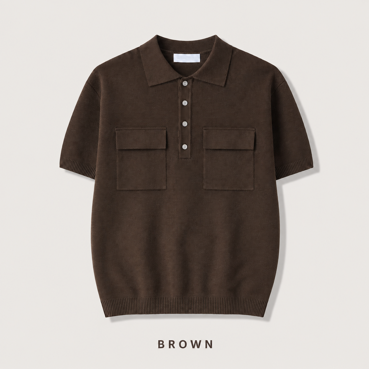 Double Flap Pocket Knit Polo - Men One Size