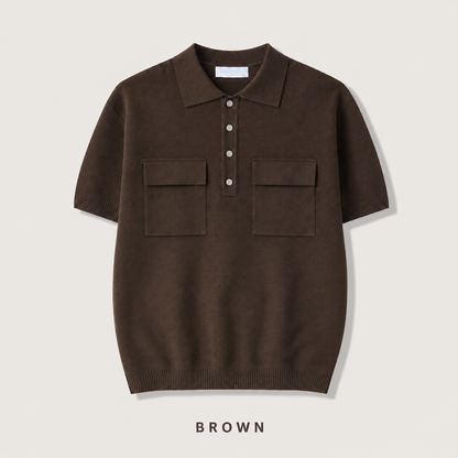 Double Flap Pocket Knit Polo - Men One Size