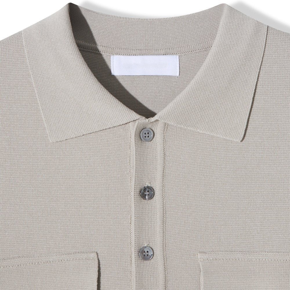 Double Flap Pocket Knit Polo - Men One Size