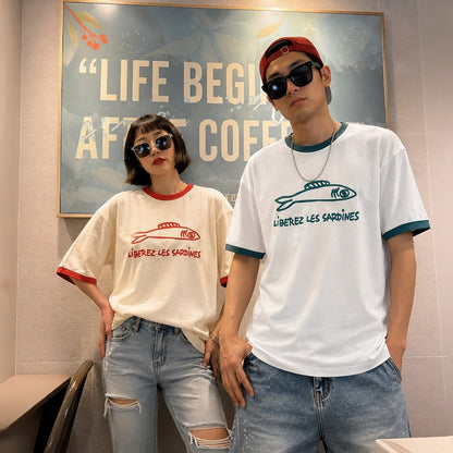 Vintage Fish Ringer Tee - Men One Size ( Unisex )