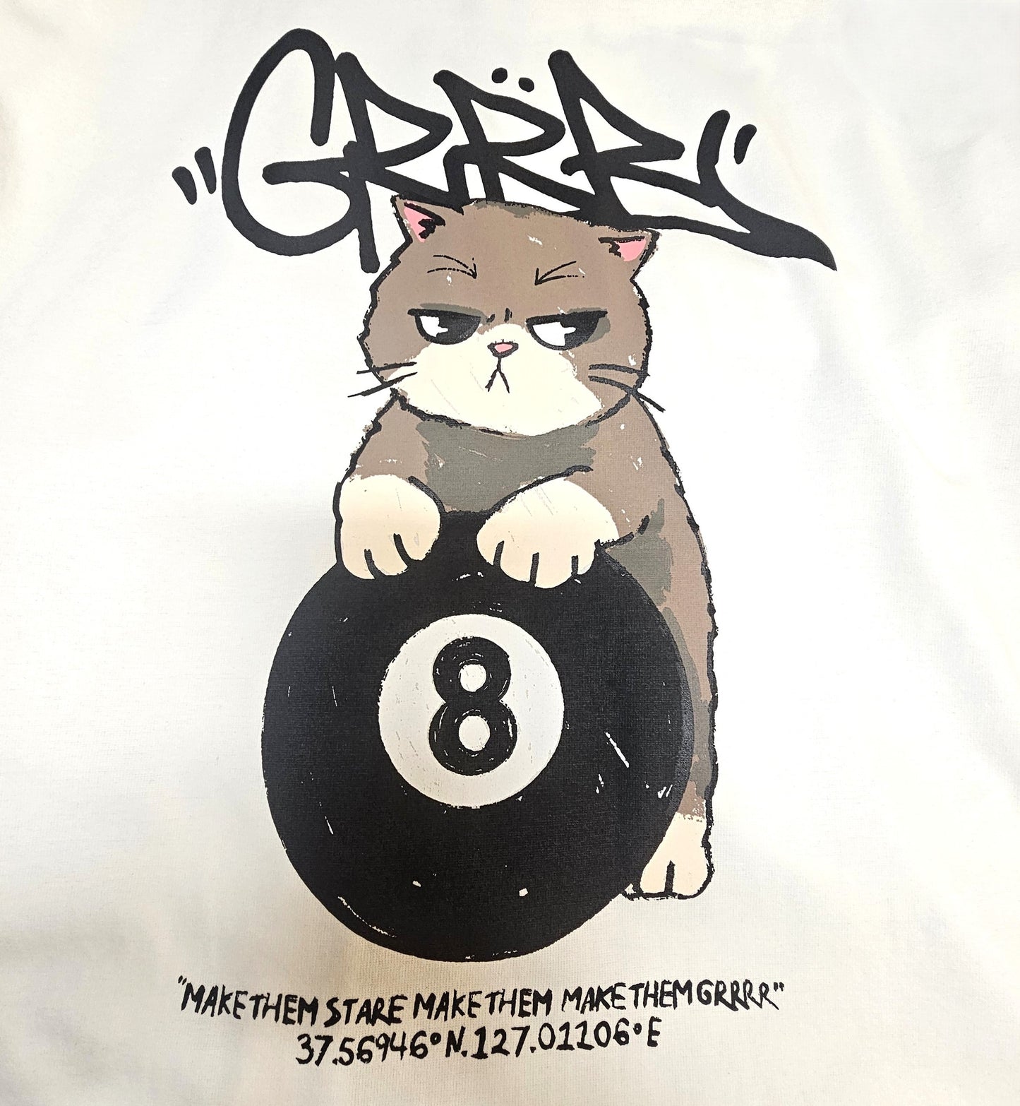 Billiard Cat Graphic Oversized T-Shirt - Men One Size ( Unisex )