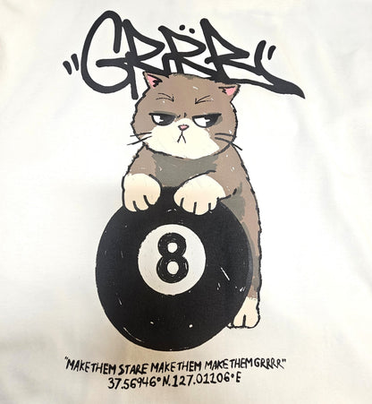 Billiard Cat Graphic Oversized T-Shirt - Men One Size ( Unisex )