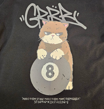 Billiard Cat Graphic Oversized T-Shirt - Men One Size ( Unisex )