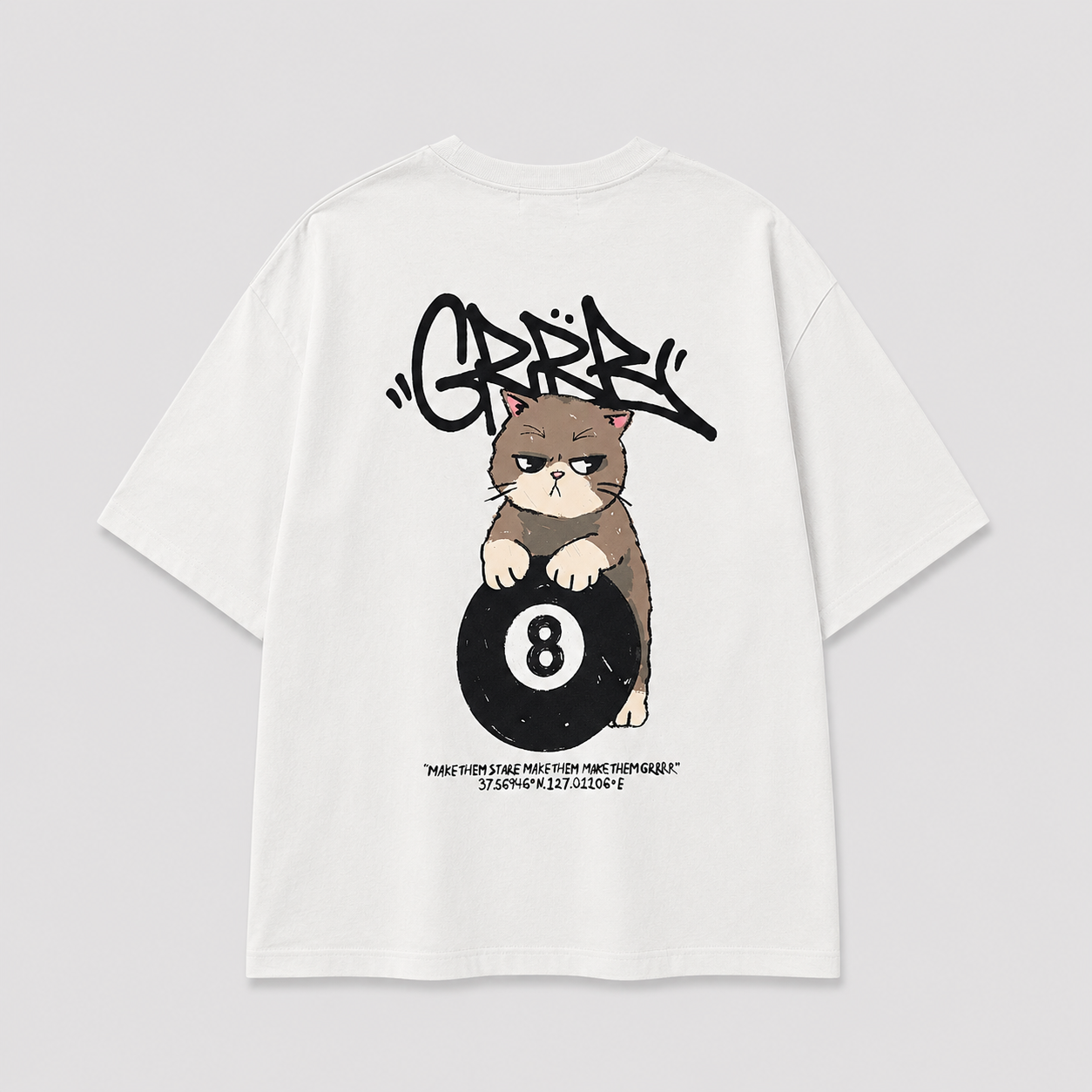 Billiard Cat Graphic Oversized T-Shirt - Men One Size ( Unisex )