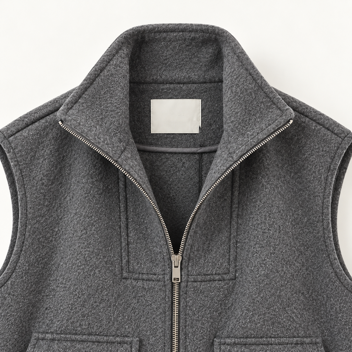 Structured Wool Blend Zip-Up Vest - Women One Size