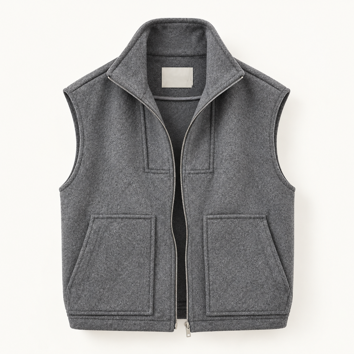 Structured Wool Blend Zip-Up Vest - Women One Size