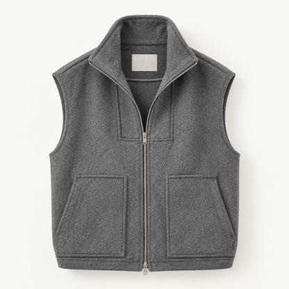 Structured Wool Blend Zip-Up Vest - Women One Size