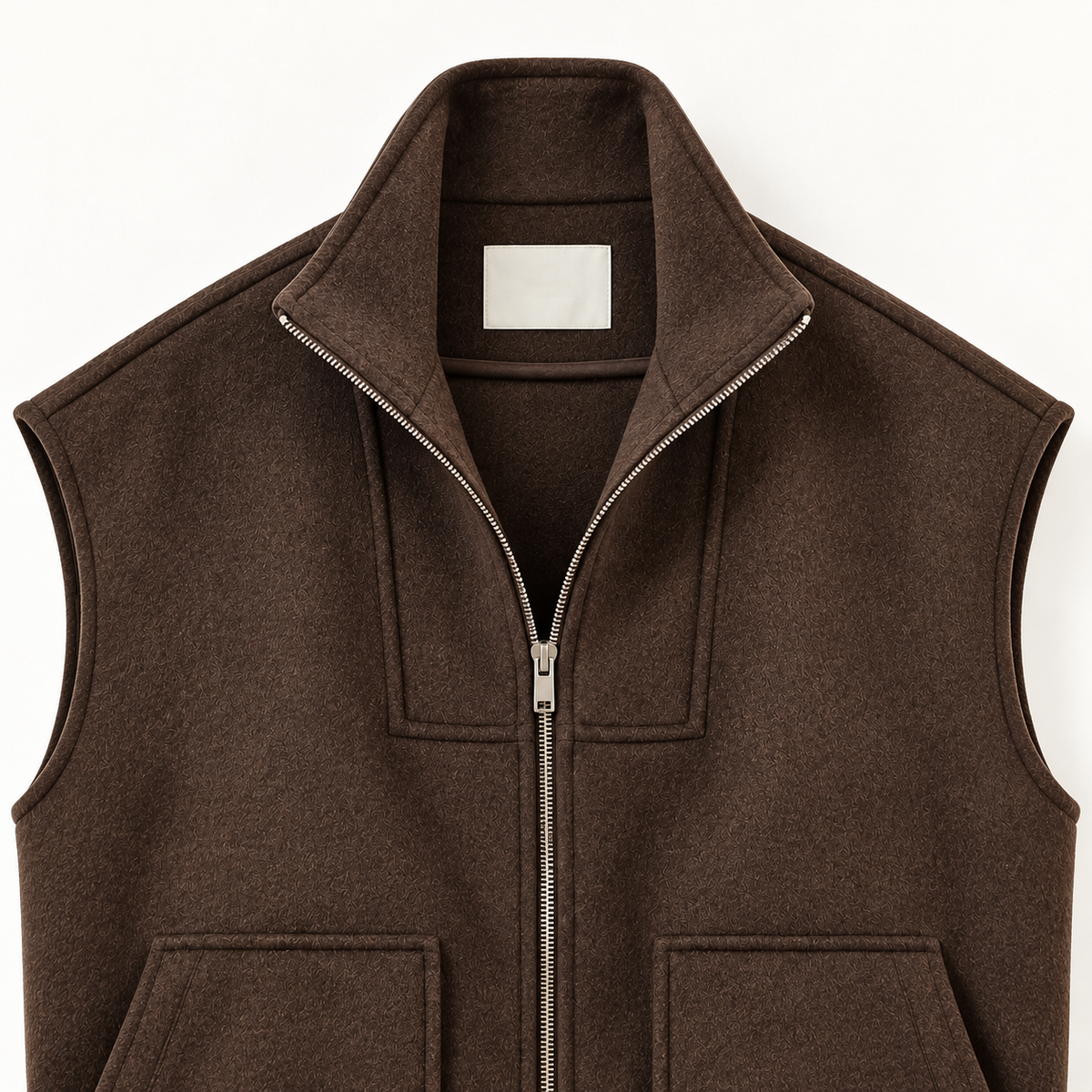 Structured Wool Blend Zip-Up Vest - Women One Size