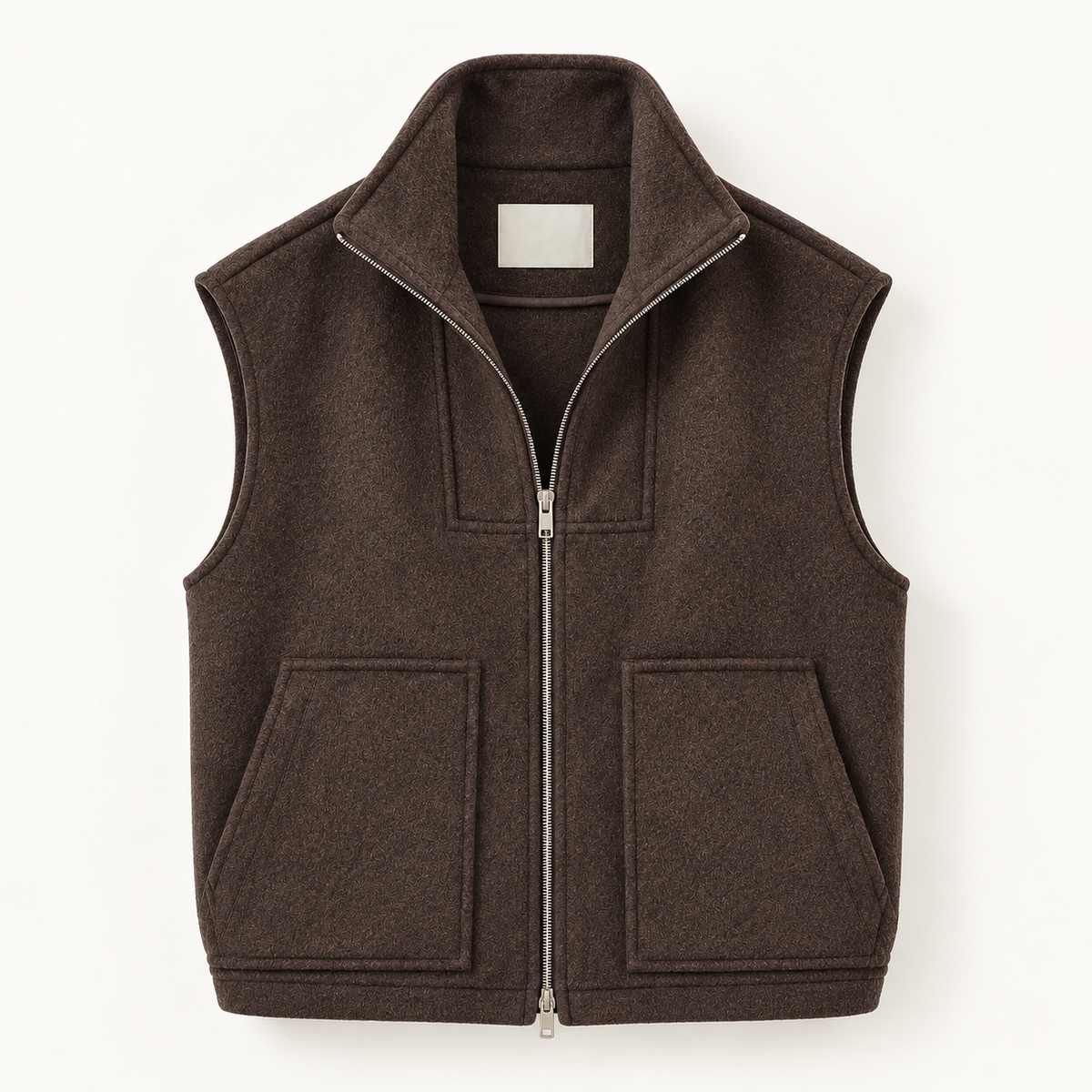 Structured Wool Blend Zip-Up Vest - Women One Size