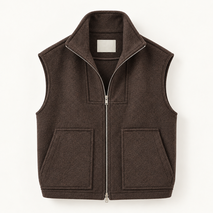 Structured Wool Blend Zip-Up Vest - Women One Size