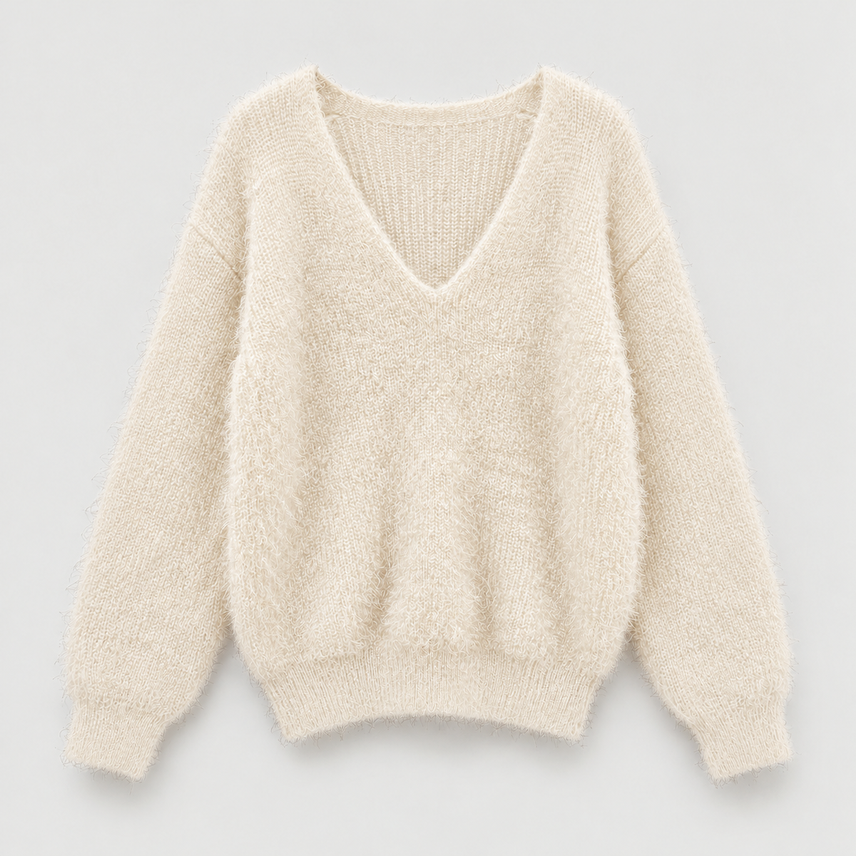 Pine Needle V-Neck Knit Sweater - Women One Size
