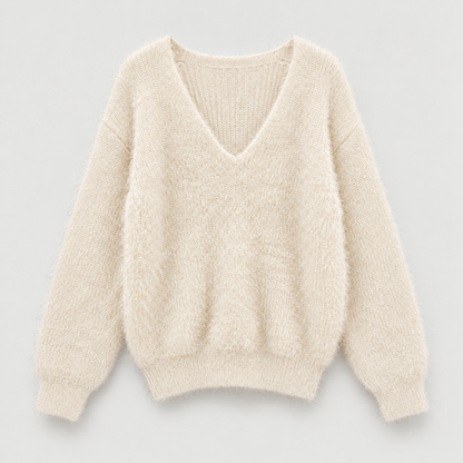 Pine Needle V-Neck Knit Sweater - Women One Size