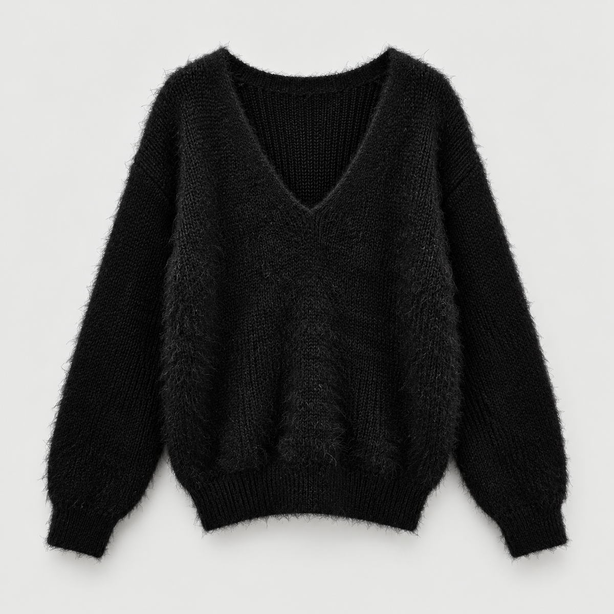 Pine Needle V-Neck Knit Sweater - Women One Size