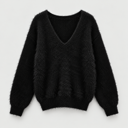Pine Needle V-Neck Knit Sweater - Women One Size