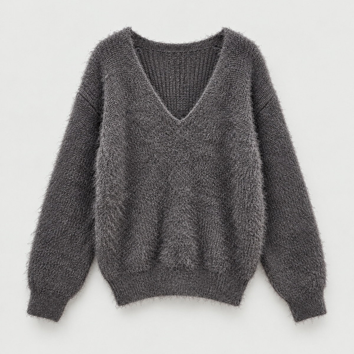 Pine Needle V-Neck Knit Sweater - Women One Size