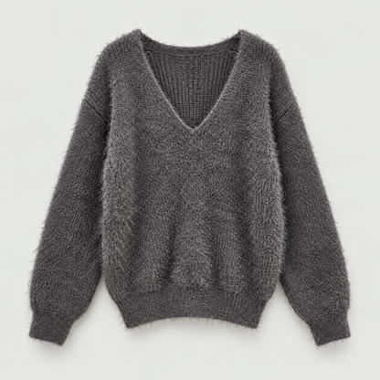Pine Needle V-Neck Knit Sweater - Women One Size