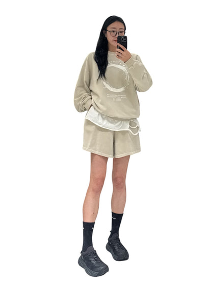 Pigment Dyed Circle Graphic Sweatshirt - Women One Size