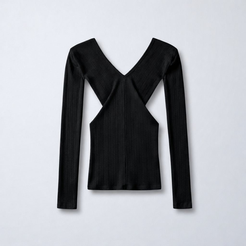 Soft Rib Off-Shoulder Slim Top – Women One Size