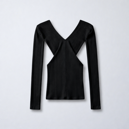 Soft Rib Off-Shoulder Slim Top – Women One Size