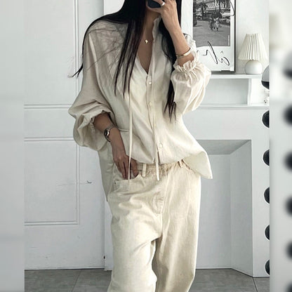 Ruffle Tie-Neck Blouse – Women One Size