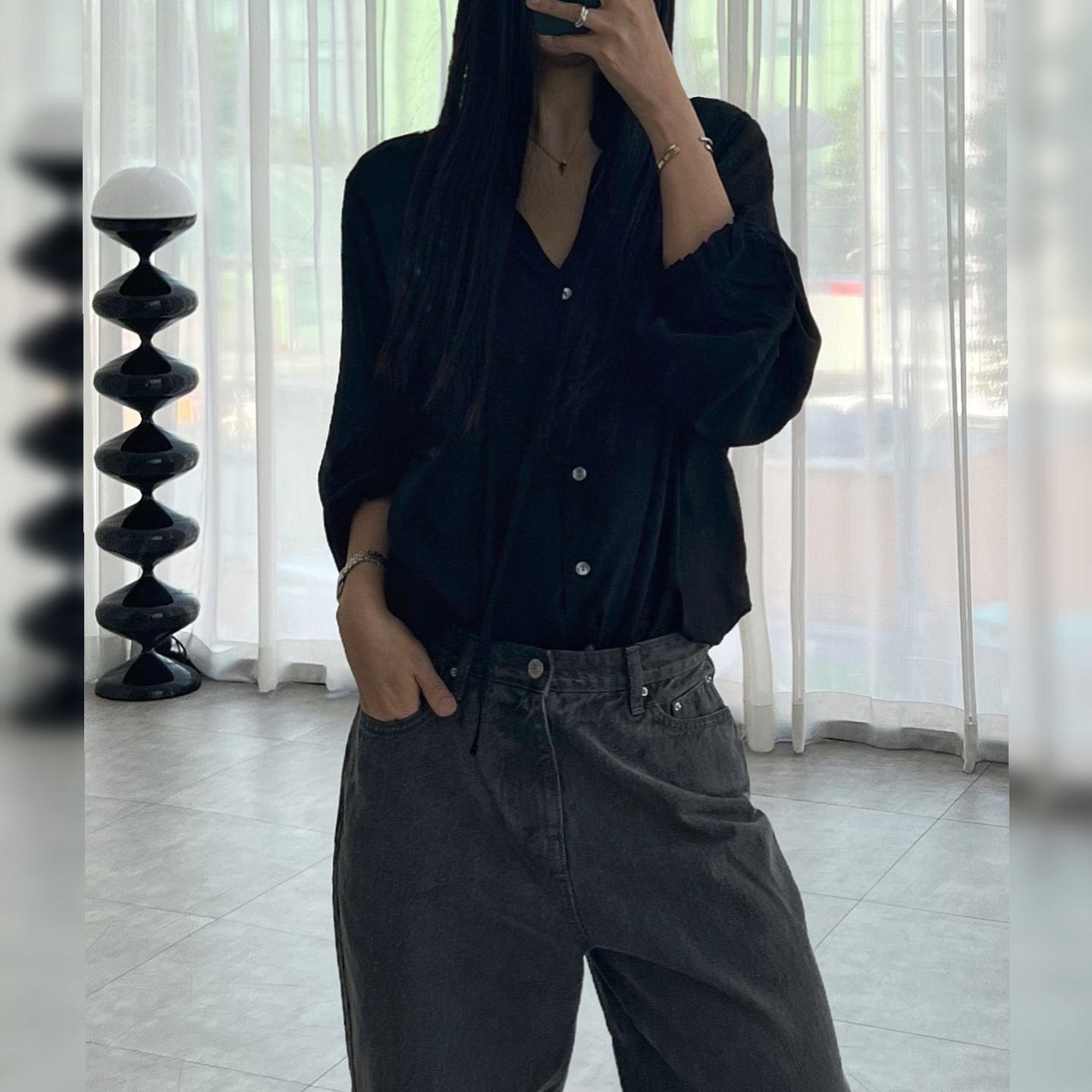 Ruffle Tie-Neck Blouse – Women One Size