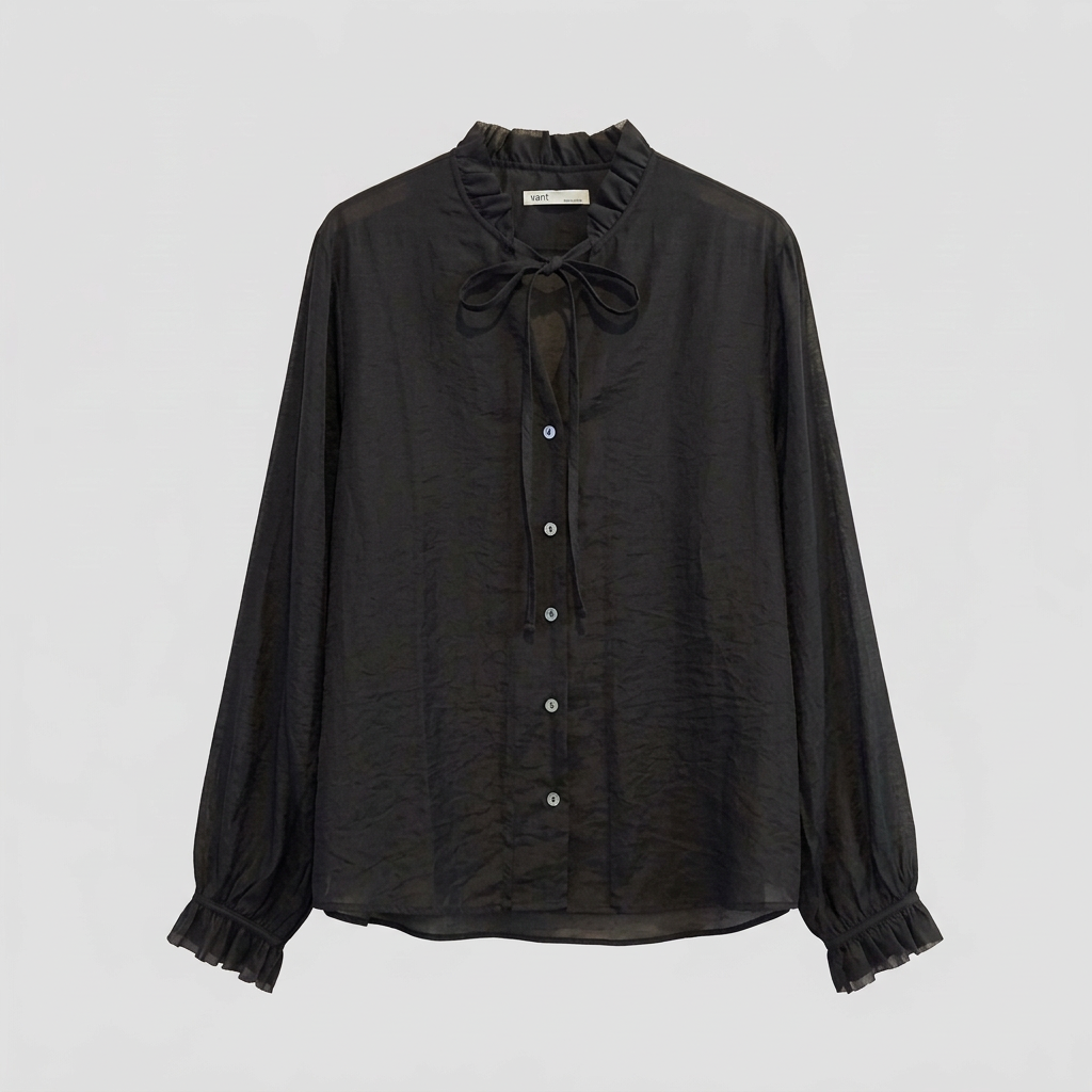 Ruffle Tie-Neck Blouse – Women One Size