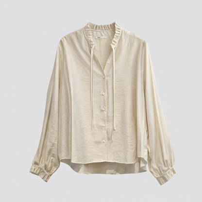 Ruffle Tie-Neck Blouse – Women One Size