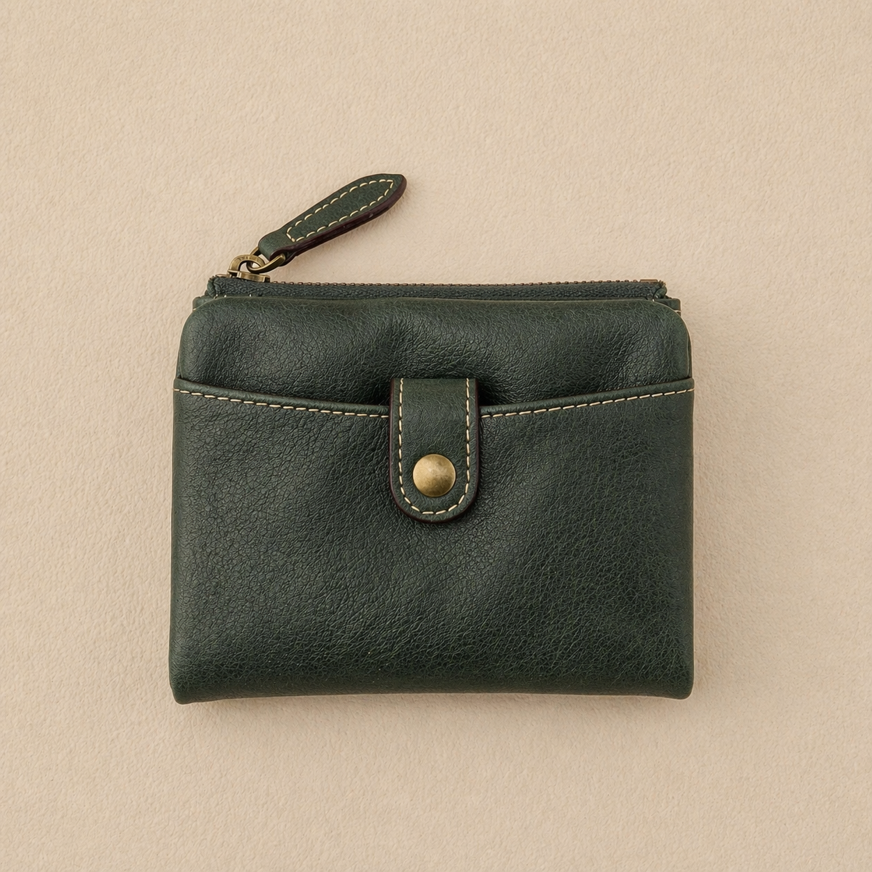 Handmade Cowhide Snap Pocket Bifold Wallet