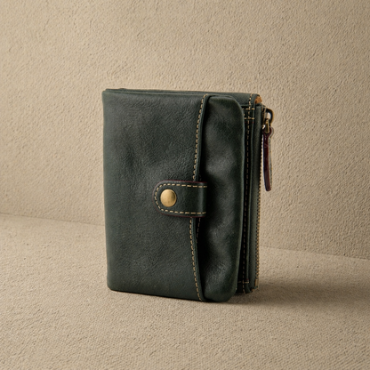 Handmade Cowhide Snap Pocket Bifold Wallet