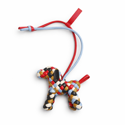 Hand-Braided Leather Dog Charm – Woven Bag Charm & Keychain
