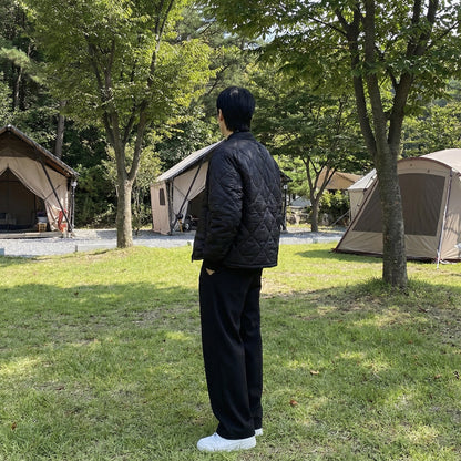 Quilted Padded Jacket - Black  (Unisex)