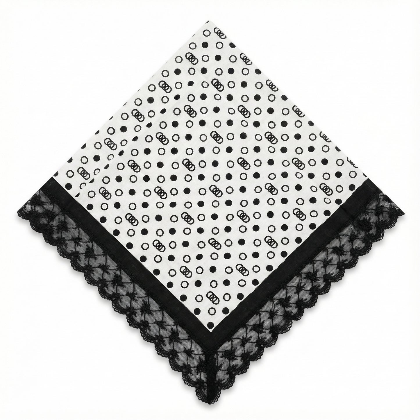 Dot Print Etiquette Handkerchief Apron  -   Black  ,  White