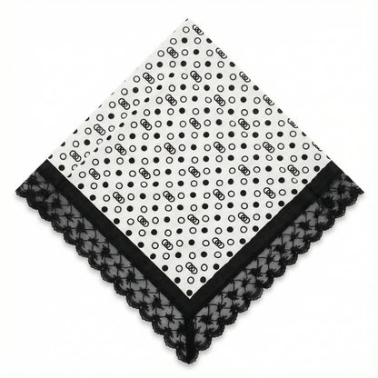 Dot Print Etiquette Handkerchief Apron  -   Black  ,  White
