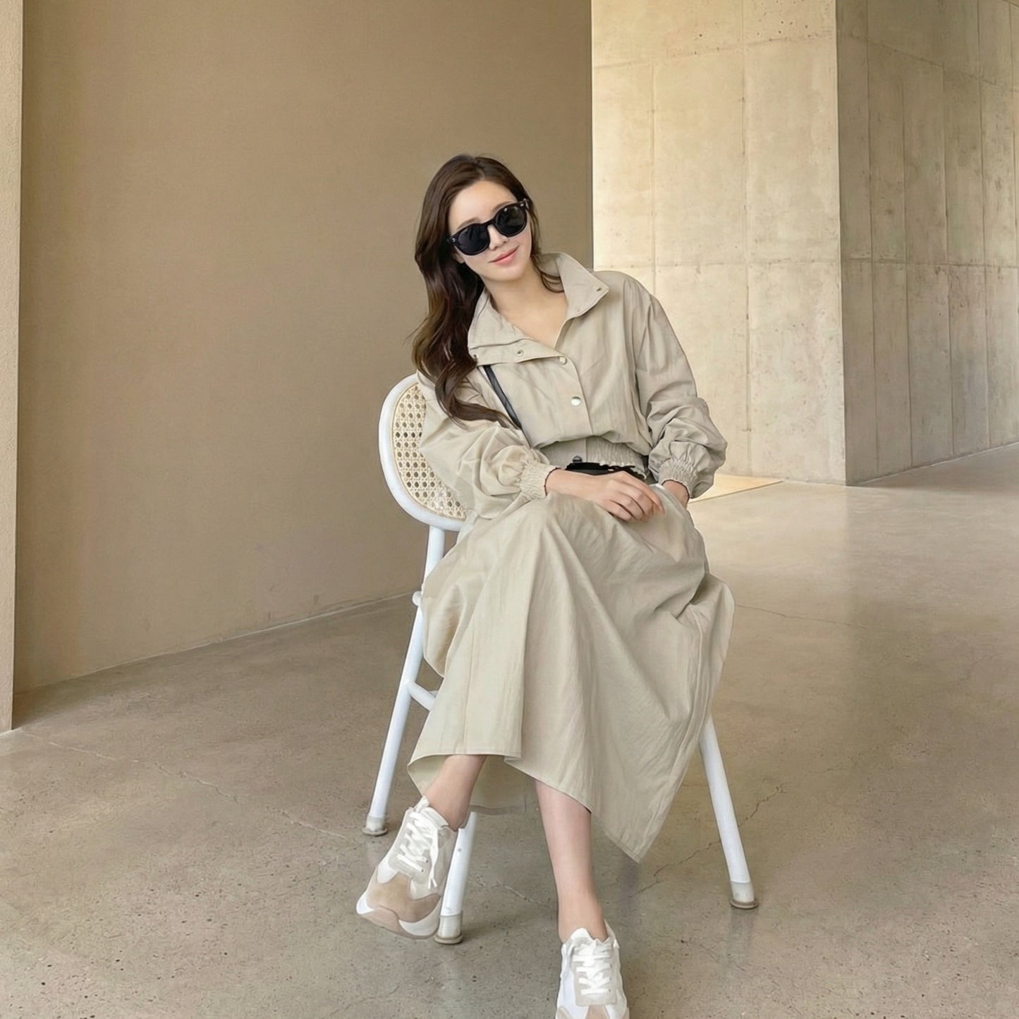 Women's Stand Collar Jacket & Long Skirt Setwear