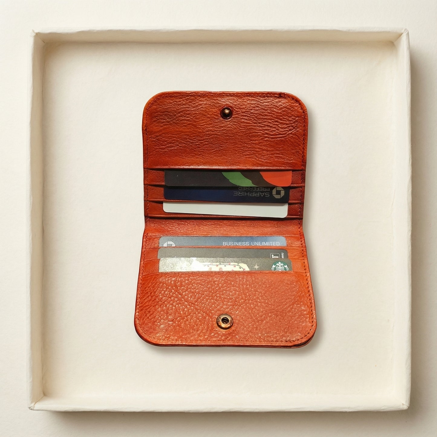 HANDMADE Cowhide Leather Flap Bifold Wallet