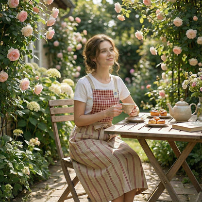 French Country Check & Stripe Apron – Red