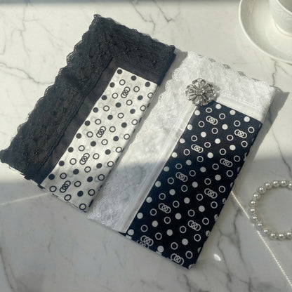 Dot Print Etiquette Handkerchief Apron  -   Black  ,  White