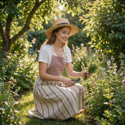 French Country Check & Stripe Apron – Red