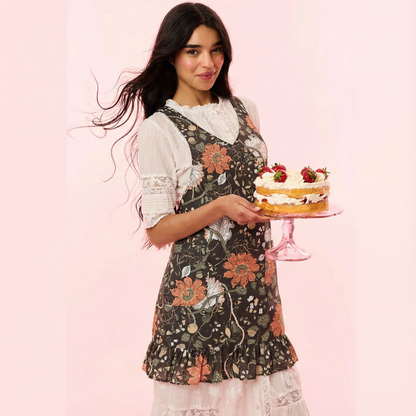 Antique Botanical Floral Cotton Apron