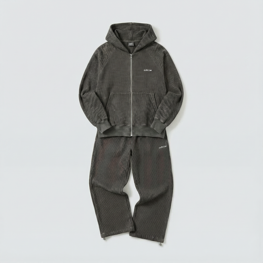 Women’s Fleece-Lined Zip-Up Setwear – Charcoal